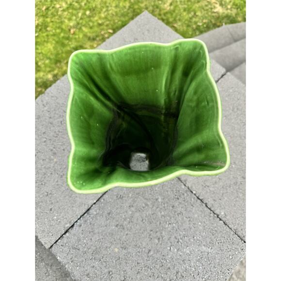 VTG Camark Pottery Emerald Jade Green Square Swirl Twirl Vase 12-1/4”~No Marking - Picture 5 of 10